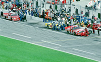 < img src= "Bill Lester #8, L.W. Miller #28, & Dennis Setzer #46 pitting.JPG" alt= "2003 NASCAR Craftsman Truck Series, Florida Dodge Dealers 250, at Daytona Speedway" >