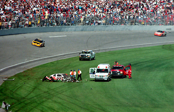 NASCAR Busch Series Casey Atwood 27 Castrol GTX wreck 1999 Busch Series NAPA Auto Parts 300 aDaytona International Speedway